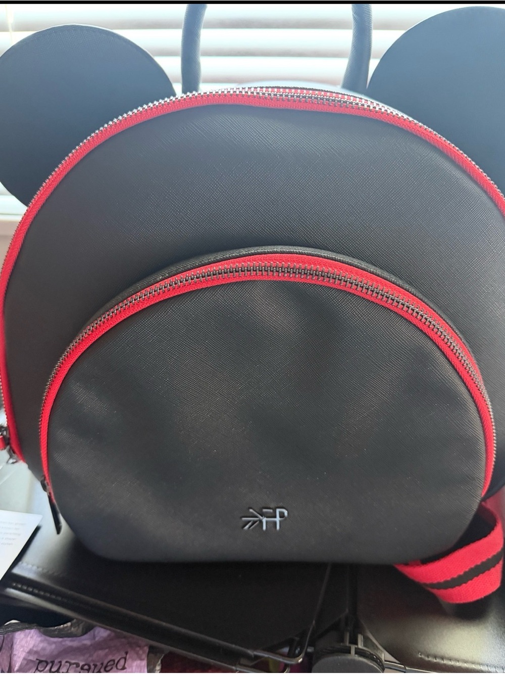 Black and Red Backpack with Ear Detail (Mickey Mouse)